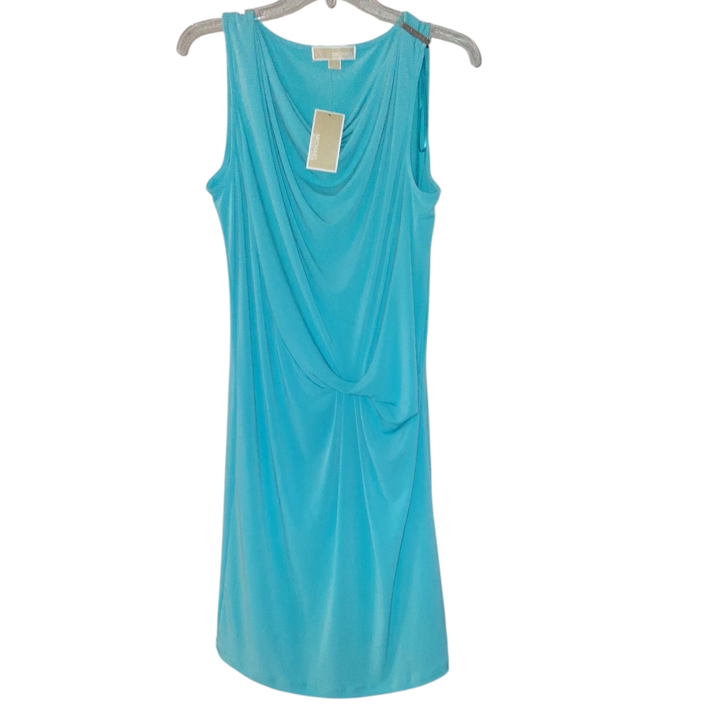 Michael Kors Aqua Draped Midi Dress Size Small